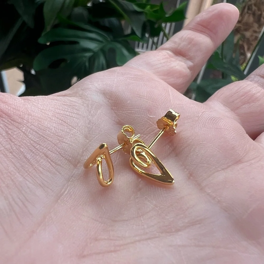 Gold Hearts Stud Earrings